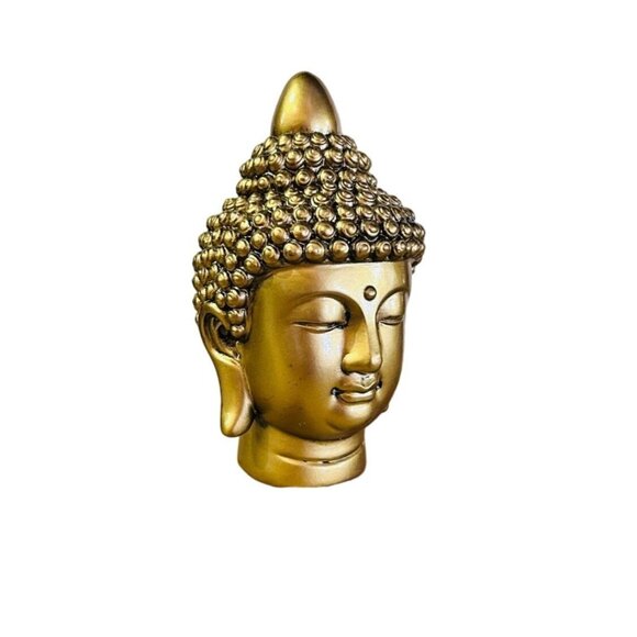 Golden Buddha Head Statue 3 inches - Picture 3 of 6